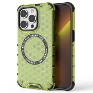 Kryt na iPhone 13 Pro odolný Honeycomb s podporou Magsafe zelený
