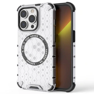 Kryt na iPhone 13 Pro odolný Honeycomb s podporou Magsafe čirý
