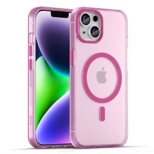 Kryt na iPhone 14 gumový Candy (podpora MagSafe) růžový