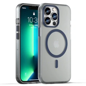 Kryt na iPhone 13 Pro Max gumový Candy (podpora MagSafe) tměvě modrý