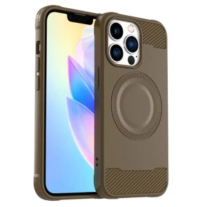 Kryt na iPhone 13 Pro Max gumový (podpora MagSafe) hnědý