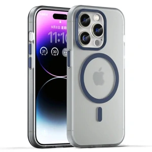Kryt na iPhone 14 Pro Max gumový Candy (podpora MagSafe) tmavě modrý