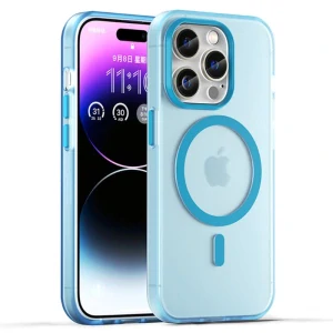 Kryt na iPhone 14 Pro Max gumový Candy (podpora MagSafe) modrý