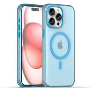 Kryt na iPhone 15 Pro Max gumový Candy (podpora MagSafe) modrý
