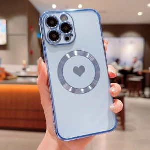 Kryt na iPhone 15 Pro Max Srdíčko s podporou MagSafe modrý