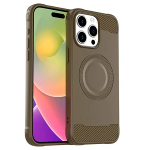 Kryt na iPhone 15 Pro Max gumový (podpora MagSafe) hnědý