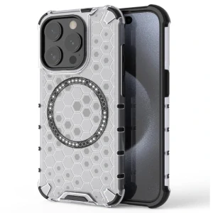 Kryt na iPhone 15 Pro Max odolný Honeycomb s podporou Magsafe čirý