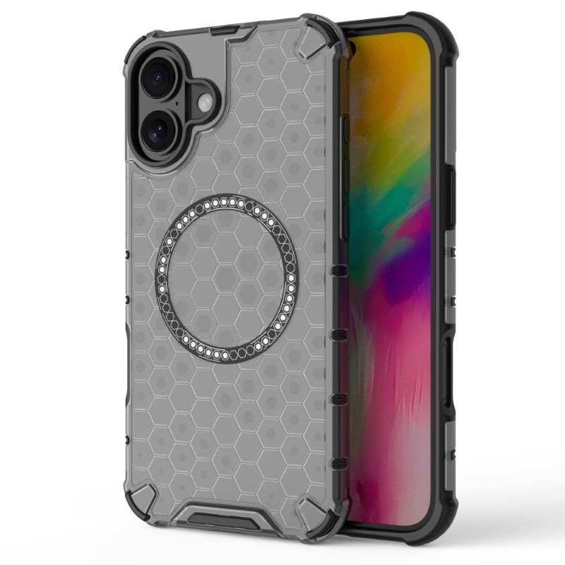 Kryt na iPhone 16 odolný Honeycomb s podporou Magsafe černý