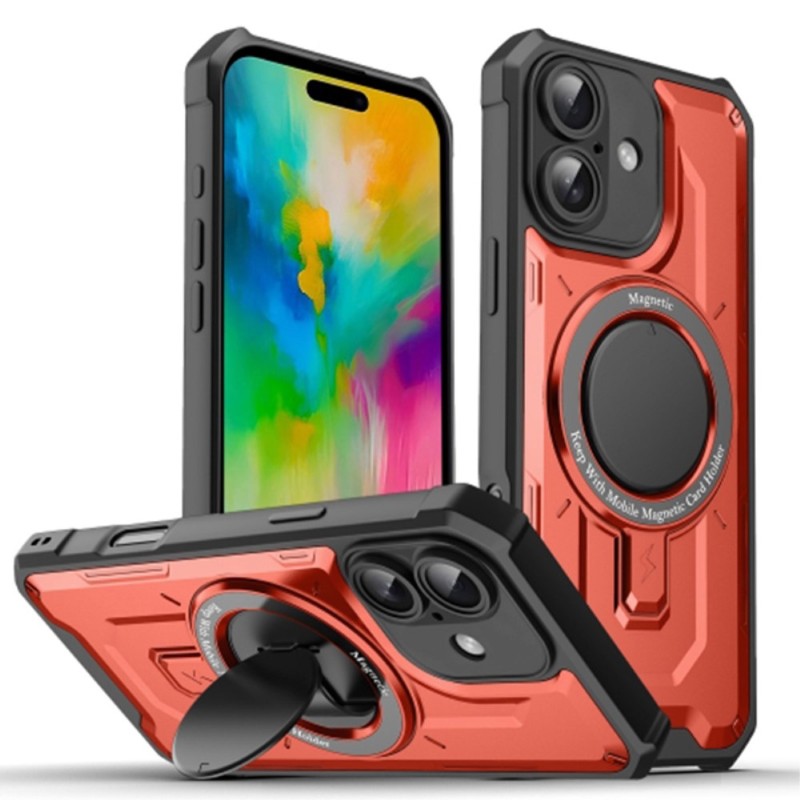Kryt na iPhone 16 odolný s podporou Magsafe titanium červený