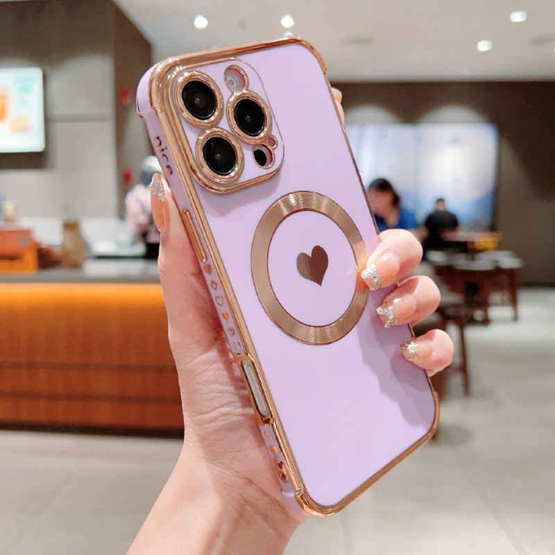 Kryt na iPhone 16 Pro Srdíčko s podporou MagSafe světle fialový