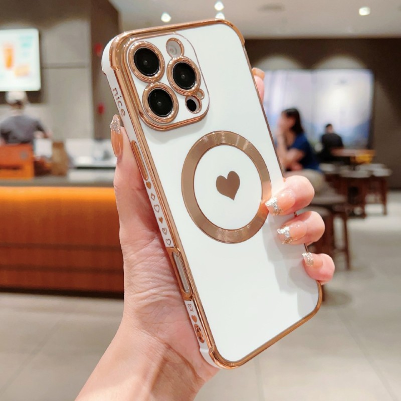 Kryt na iPhone 16 Pro Srdíčko s podporou MagSafe bílý