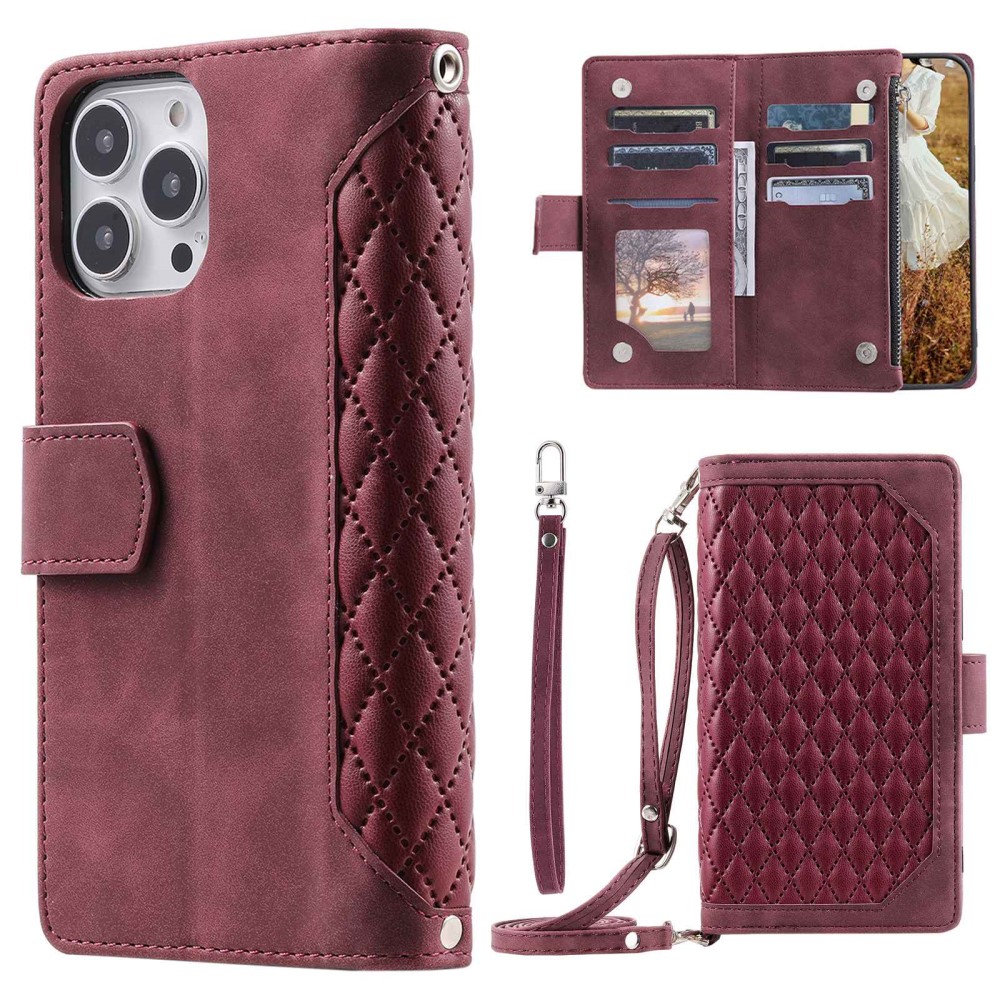 Pouzdro pro iPhone 14 Pro Max Luxury Double Layer vínové