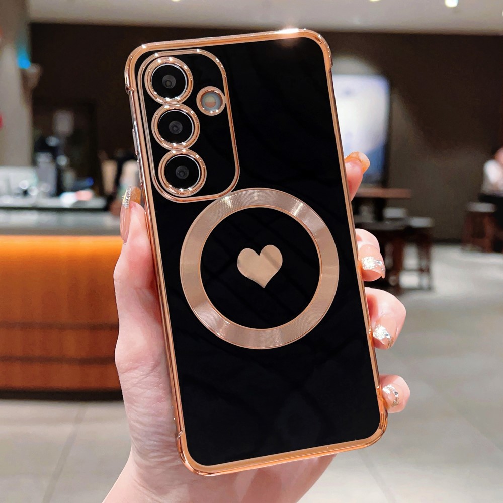 Kryt na Samsung Galaxy S25 Srdíčko s podporou MagSafe černý