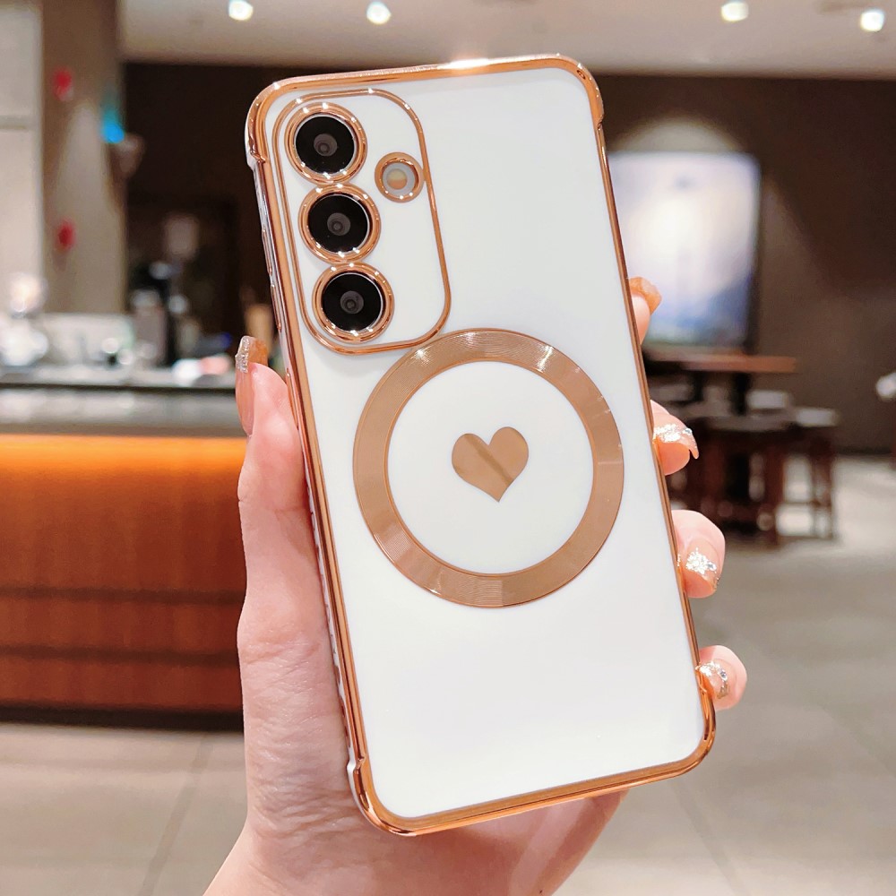 Kryt na Samsung Galaxy S25 Srdíčko s podporou MagSafe bílý