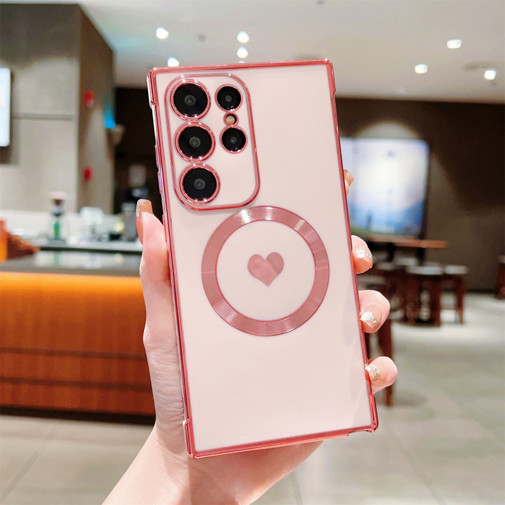 Kryt na Samsung Galaxy S23 Ultra Srdíčko s podporou MagSafe růžový