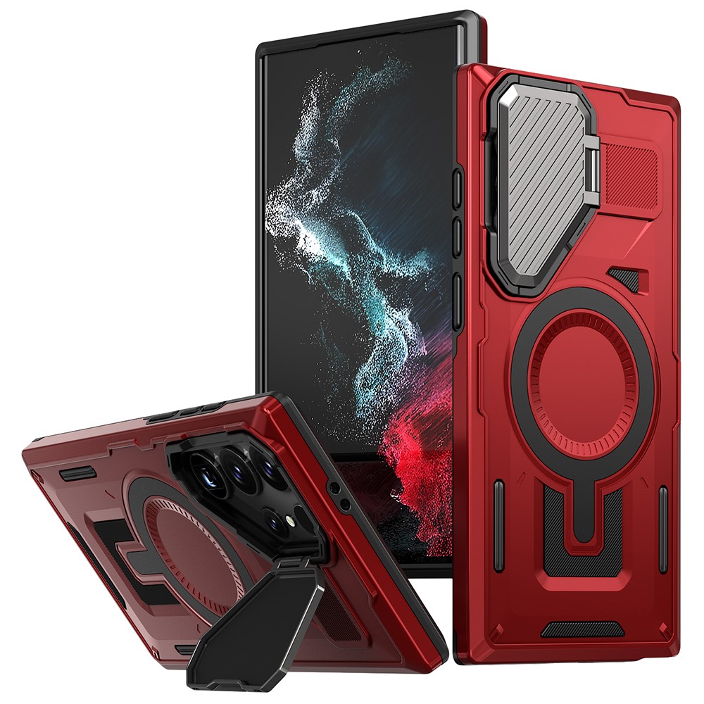 Kryt na Samsung Galaxy S23 Ultra s krytkou na fotoaparát červený