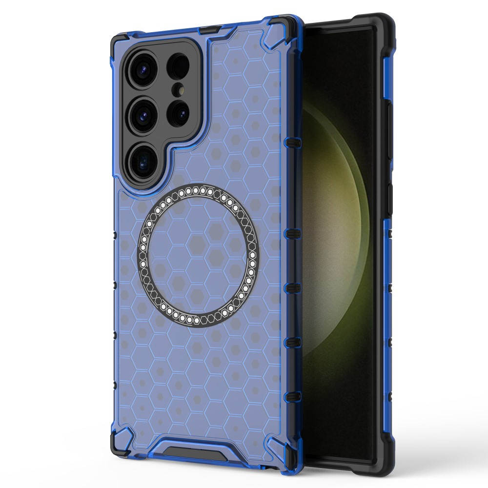 Kryt na Samsung Galaxy S23 Ultra odolný Honeycomb s podporou Magsafe modrý