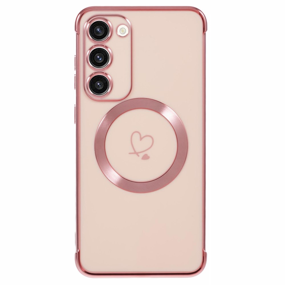 Kryt na Samsung Galaxy S23 Srdíčko s podporou MagSafe růžový