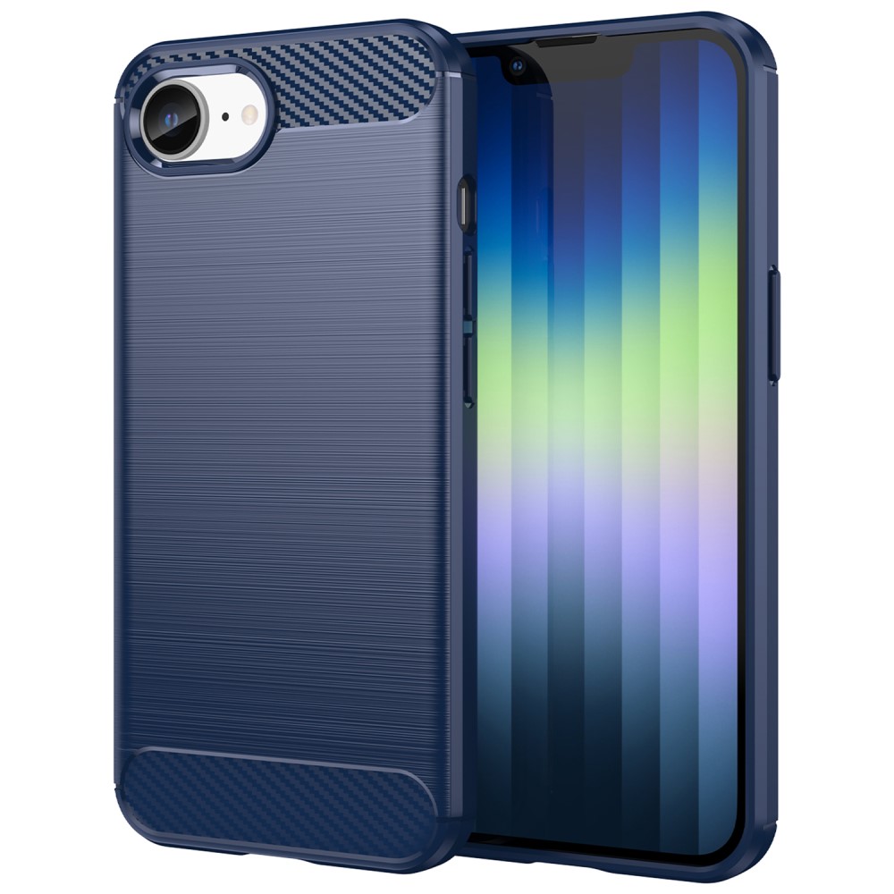 Kryt na iPhone 16E gumový Carbon modrý