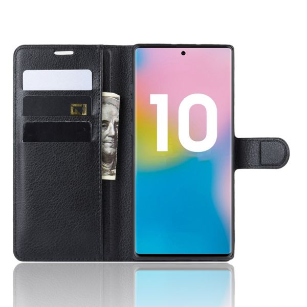 Pouzdro na Samsung Galaxy Note 10 Plus Litchi černé