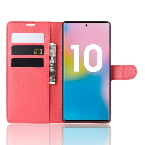 Pouzdro na Samsung Galaxy Note 10 Plus Litchi červené