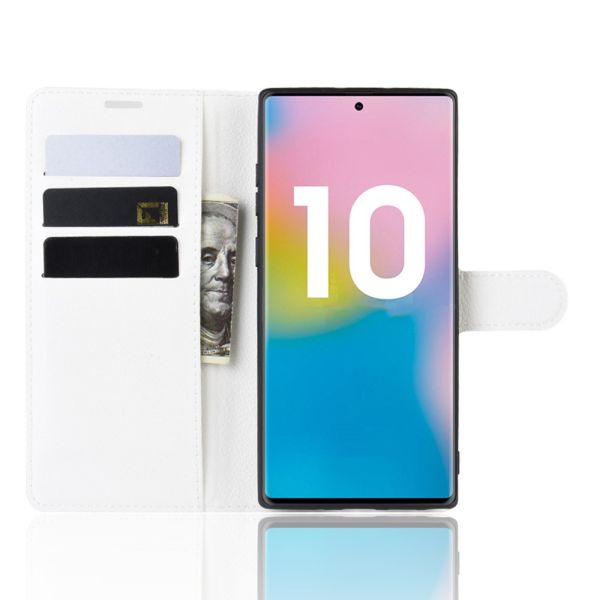 Pouzdro na Samsung Galaxy Note 10 Plus Litchi bílé
