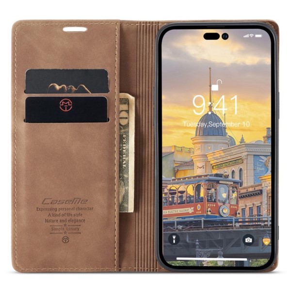 Pouzdro CASEME pro iPhone 14 Pro hnědé