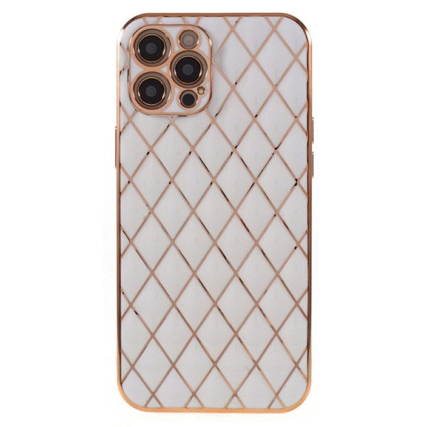 Kryt na iPhone 14 Pro Luxury rhombus bílý