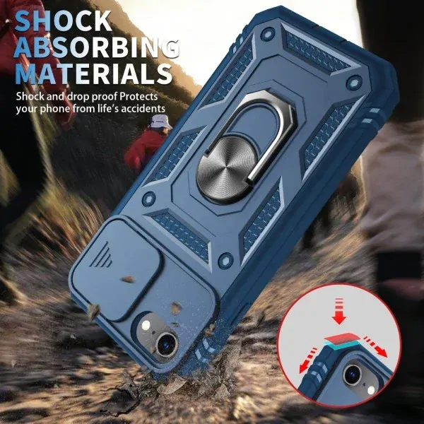 Kryt na iPhone 7 / 8 / SE 2020 / SE 2022 odolný s krytkou na fotoaparát tmavě modrý