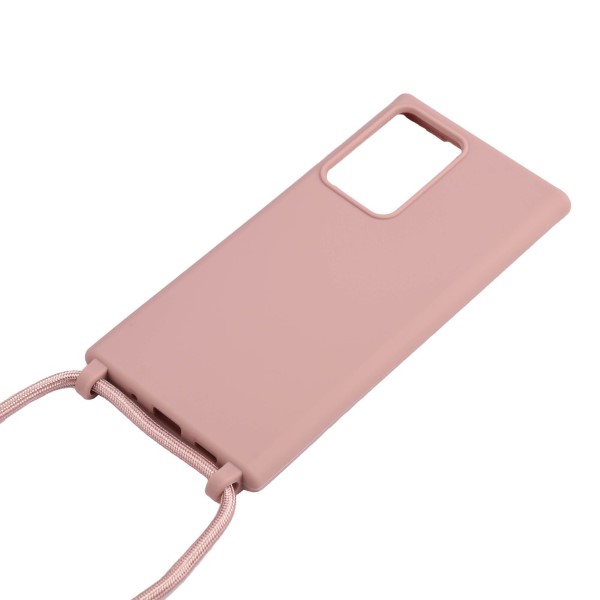 Kryt na Samsung Galaxy Note 20 Ultra gumový se šňůrkou na krk růžový