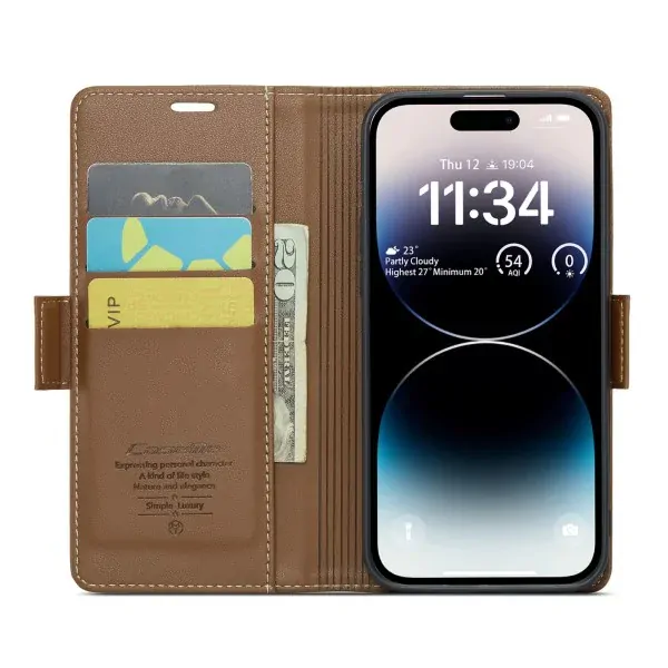 Pouzdro na iPhone 14 Pro Max CASEME Smooth hnědé