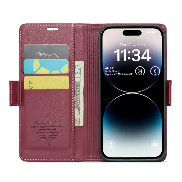 Pouzdro na iPhone 14 Pro Max CASEME Smooth červené