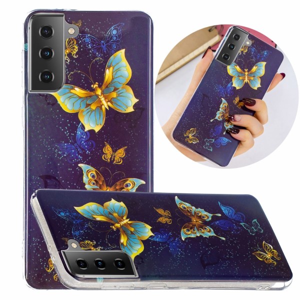 Kryt na Samsung Galaxy S21 svítící Motýl modrý