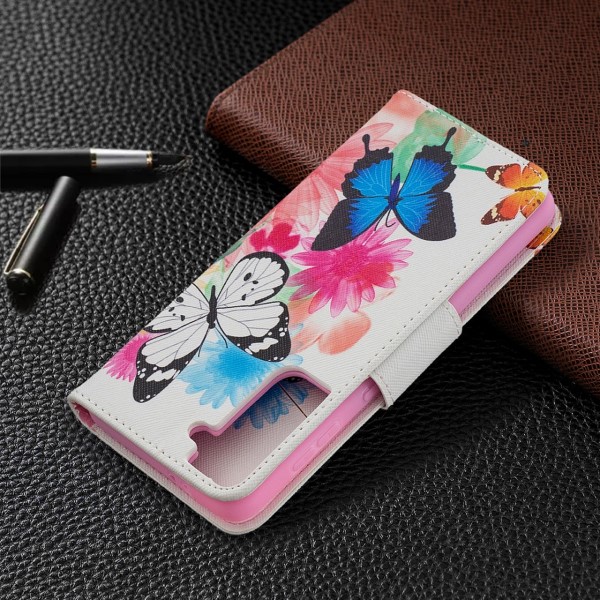 Pouzdro na Samsung Galaxy S21 Motýl bílé