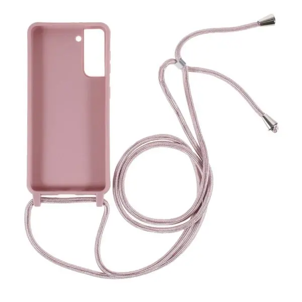Kryt na Samsung Galaxy S21 gumový se šňůrkou na krk růžový