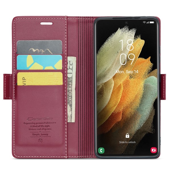 Pouzdro na Samsung Galaxy S21 Ultra CASEME smooth červené