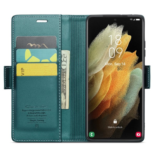 Pouzdro na Samsung Galaxy S21 Ultra CASEME smooth zelené