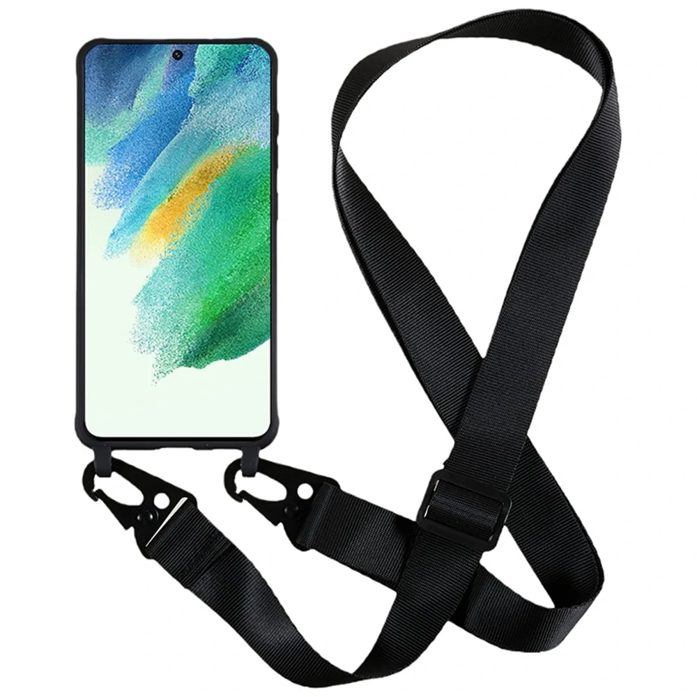 Kryt na Samsung Galaxy S21 FE gumový se šňůrkou na krk černý