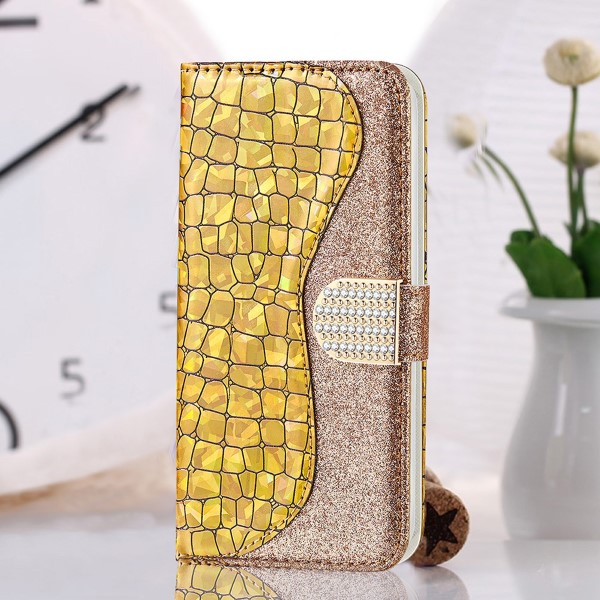 Pouzdro na Samsung Galaxy S21 FE Glitter zlaté