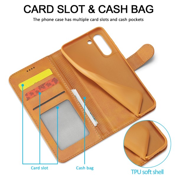 Pouzdro na Samsung Galaxy S21 FE LC.IMEEKE světle hnědé