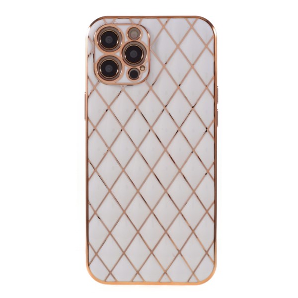 Kryt na iPhone 13 Pro Max Electroplated rhombus bílý