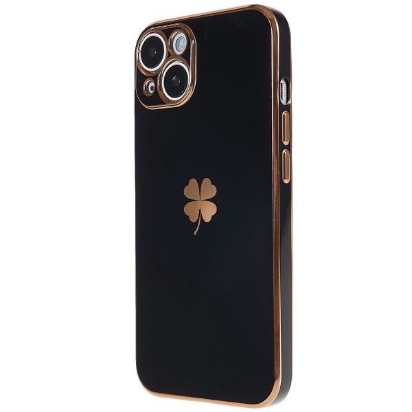 Kryt na iPhone 14 Plus Electroplated čtyřlístek černý