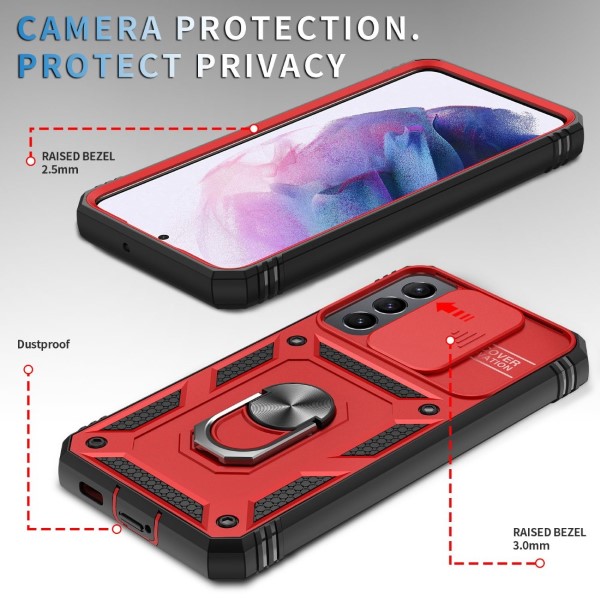 Kryt na Samsung Galaxy S22 Plus odolný s krytkou na fotoaparát červený