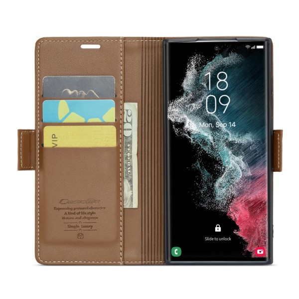 Pouzdro na Samsung Galaxy S22 Ultra CASEME smooth hnědé