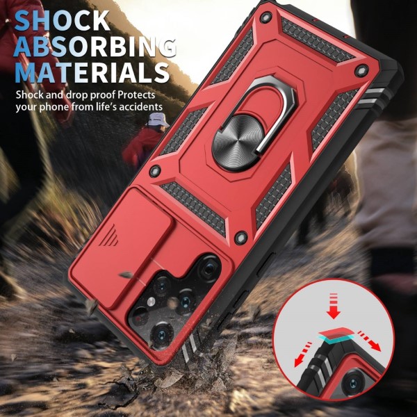 Kryt na Samsung Galaxy S22 Ultra odolný s krytkou na fotoaparát červený