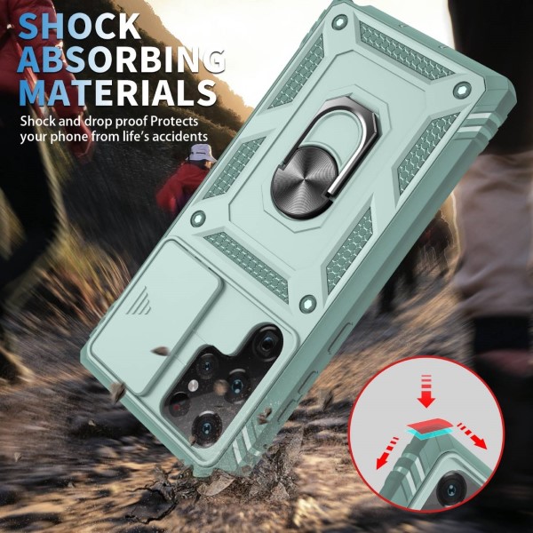 Kryt na Samsung Galaxy S22 Ultra odolný s krytkou na fotoaparát světle modrý