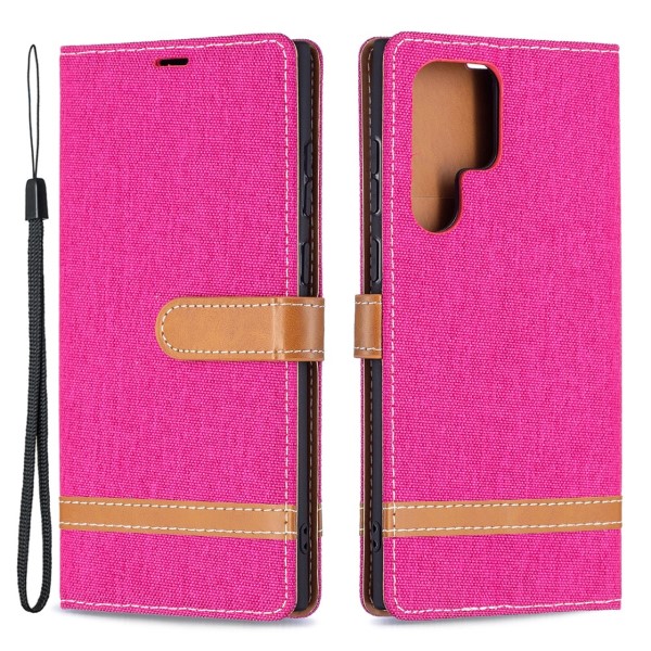 Pouzdro na Samsung Galaxy S22 Ultra Jeans růžové