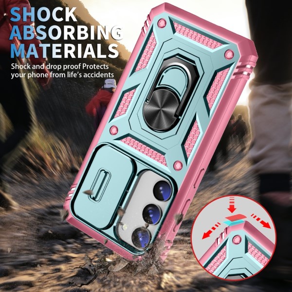 Kryt na Samsung Galaxy S23+ odolný s krytkou na fotoaparát světle růžový