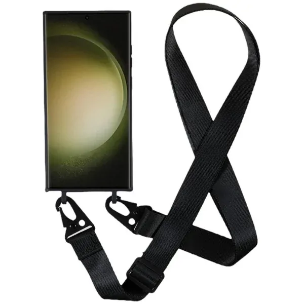 Kryt na Samsung Galaxy S23 Ultra gumový se šňůrkou na krk černý