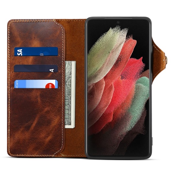 Pouzdro kožené Denior na Samsung Galaxy S23 Ultra hnědé